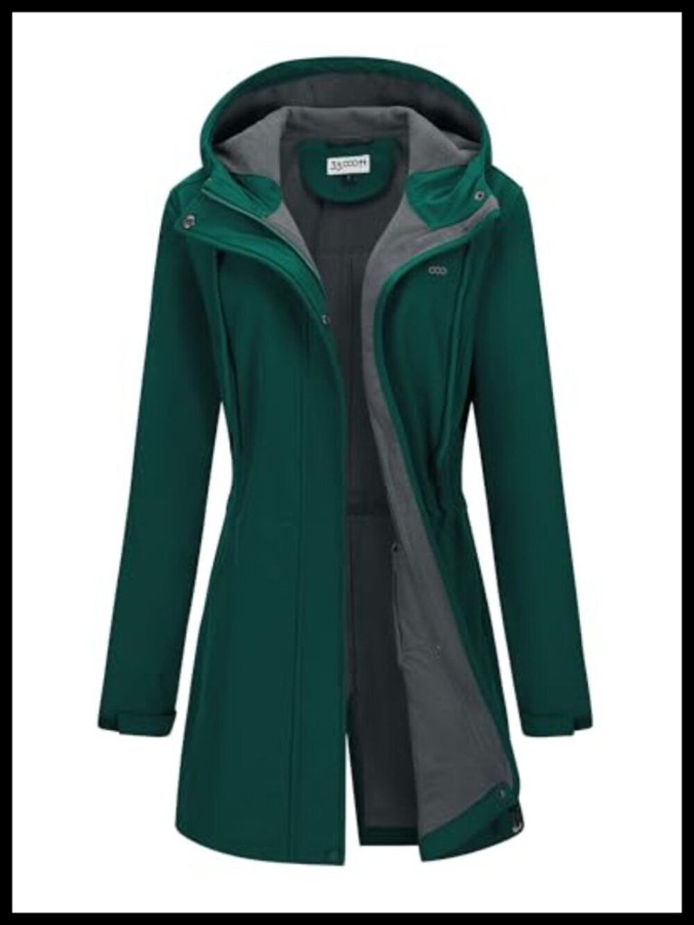 Women's Softshell Long Jacket Hood Fleece Lined Windproof Water Resistant